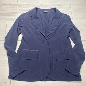 Eddie Bauer Blazer Women 10 Navy Blue Performance Stretch Travel Jacket Light